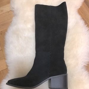Splendid knee high block heel black suede boots